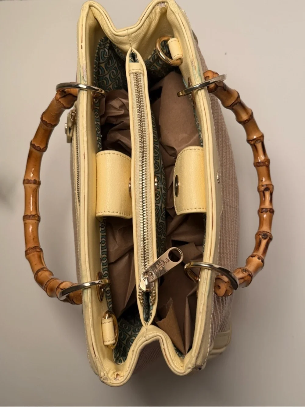 Spartina 449 Pearl Bamboo Chic Satchel Straw Woven Handbag
